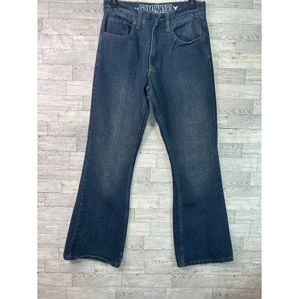 Company81 Men's W28 L30 Blue Denim Jeans Slight Flare Button Zipper Closure Gorp